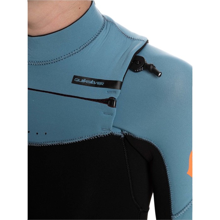 2024 Quiksilver Chicos Everyday Sessions 4/3mm Gbs Chest Zip Neopreno EQBW103094 - Black / Provincial Blue